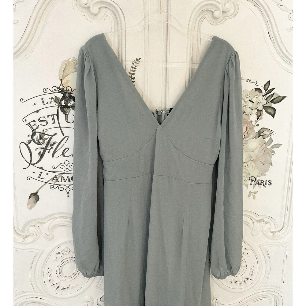 Lulus Tier Elegance Maxi Dress Sage Brush‎ Size XL NWOT - Picture 7 of 12